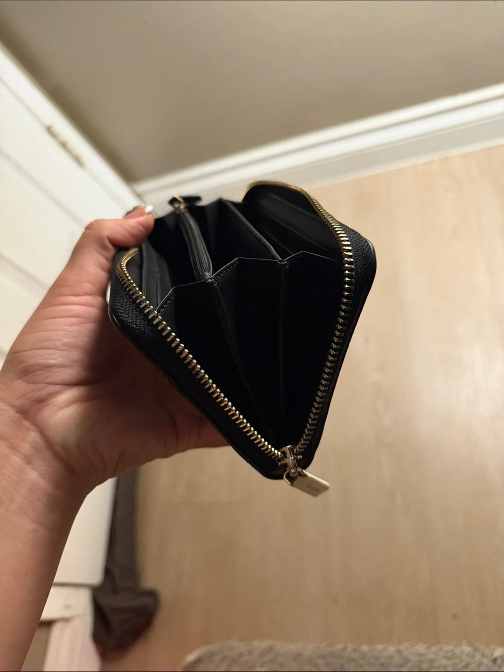 kate spade Two-Tone Black and Taupe Saffiano Leather Wallet